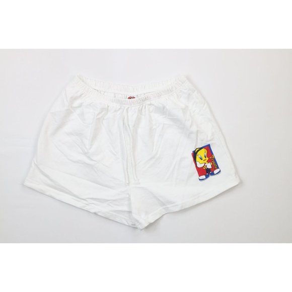 Vintage 90s Looney Tunes Womens Large Tweety Bird Spell Out Sweatpant Shorts USA